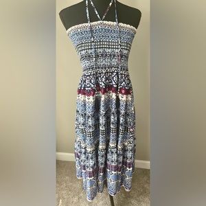 Chances R strapless, blue boho maxi dress/sundress. XL